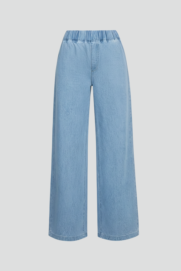 Women’s Wide Leg Jeans with Button Fly and Side Pockets