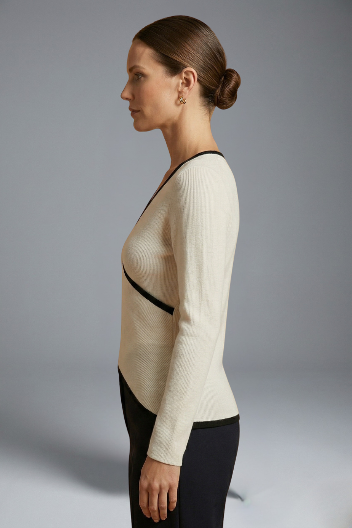 Women’s Wrap Top with V Neck and Long Sleeves