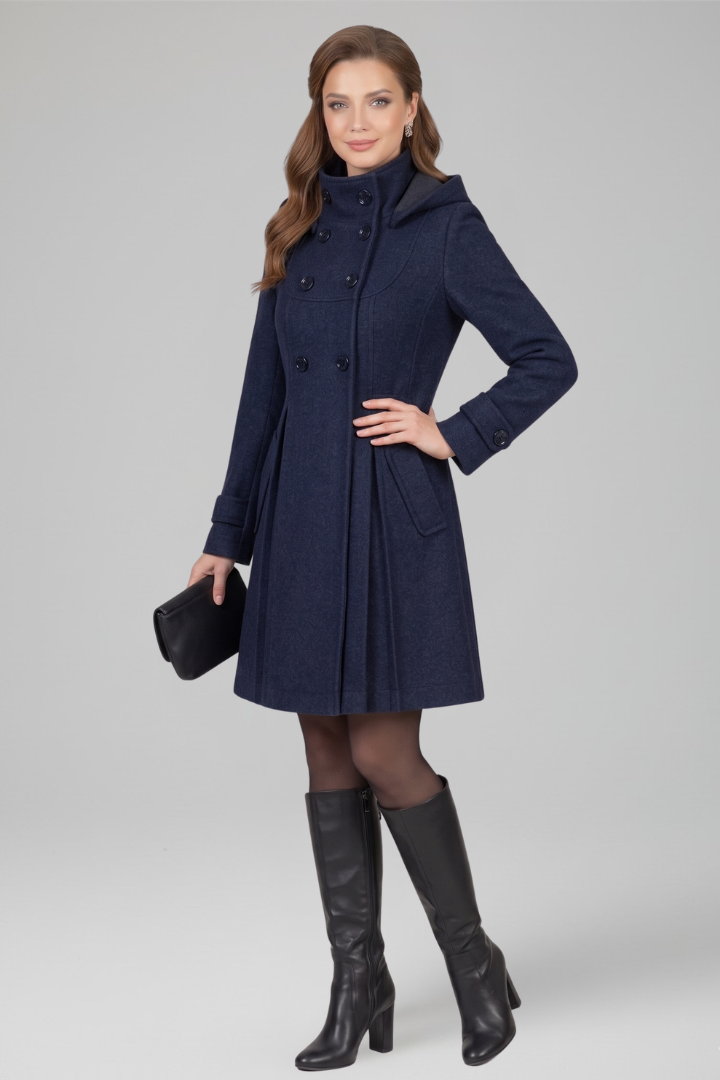 Women’s Coat with Hood and Double Button Front