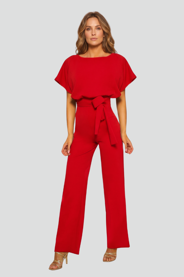 Women’s Jumpsuit with Round Neckline and Wide Legs