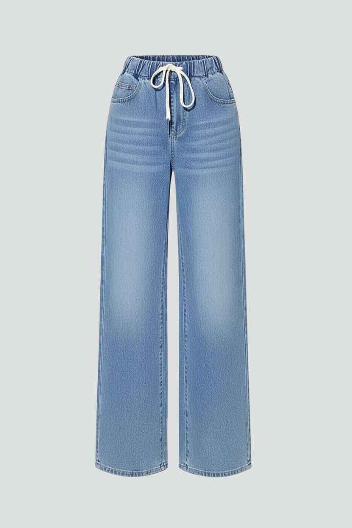 Women’s Wide-Leg Trousers with Elastic Waistband and Drawstring
