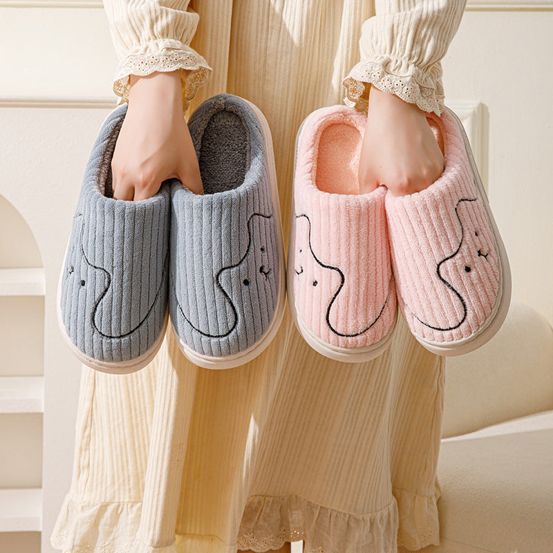 Striped Cat Slippers In Plush, Non-Slip Rubber Sole, Unisex