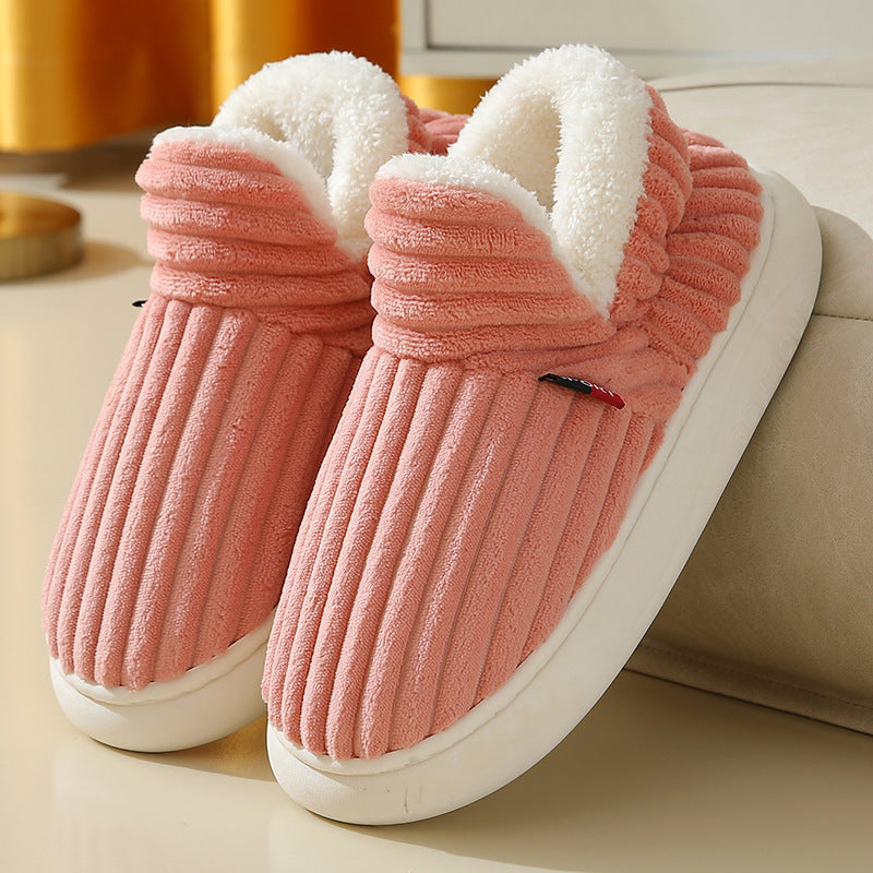 Striped Plush Home Slippers For Indoor And Garden Use