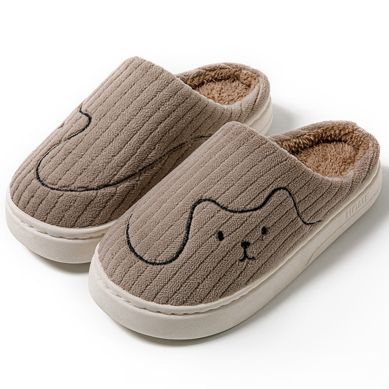 Striped Cat Slippers In Plush, Non-Slip Rubber Sole, Unisex