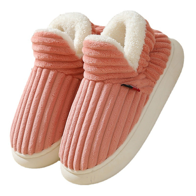 Striped Plush Home Slippers For Indoor And Garden Use