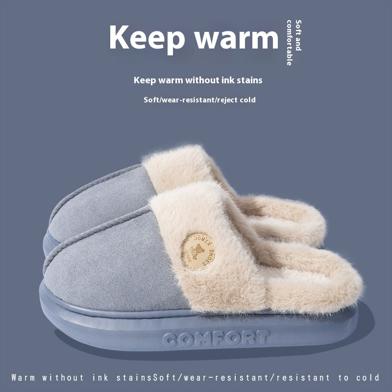 Thick-Soled Plush Fleece Slippers For Women And Men, Warm