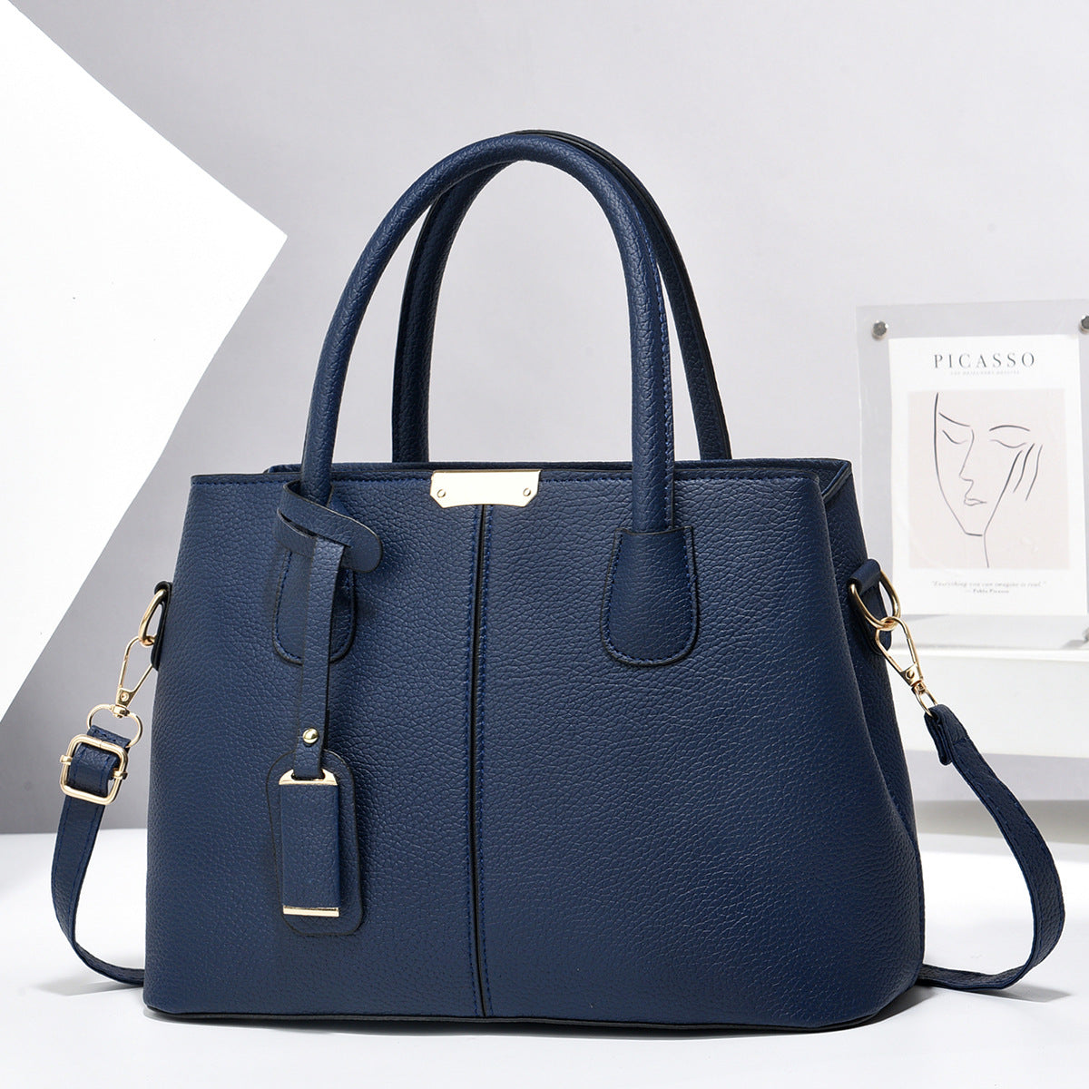 Structured faux leather tote handbag