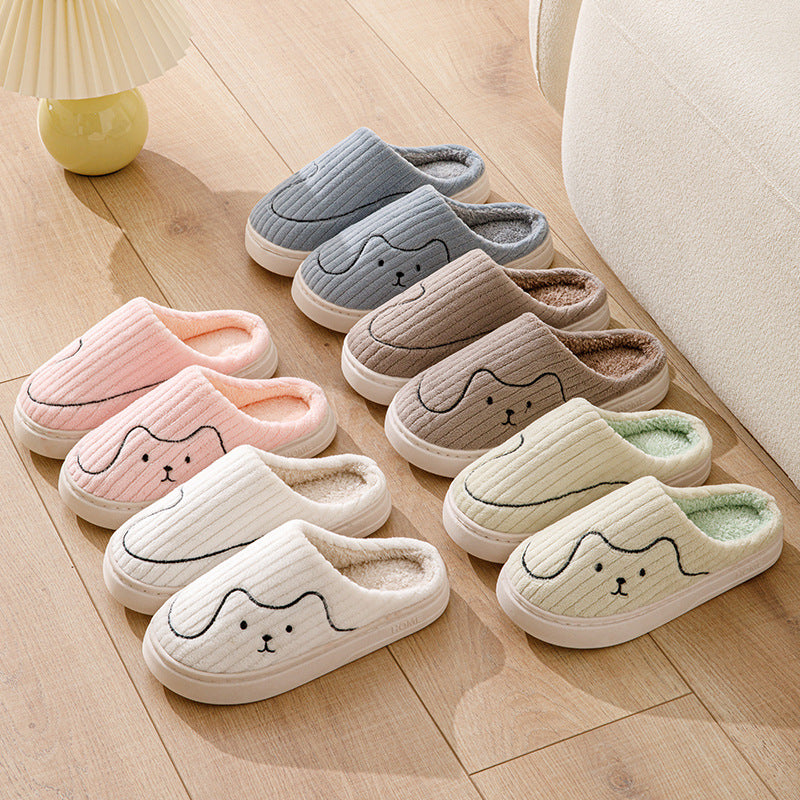 Striped Cat Slippers In Plush, Non-Slip Rubber Sole, Unisex
