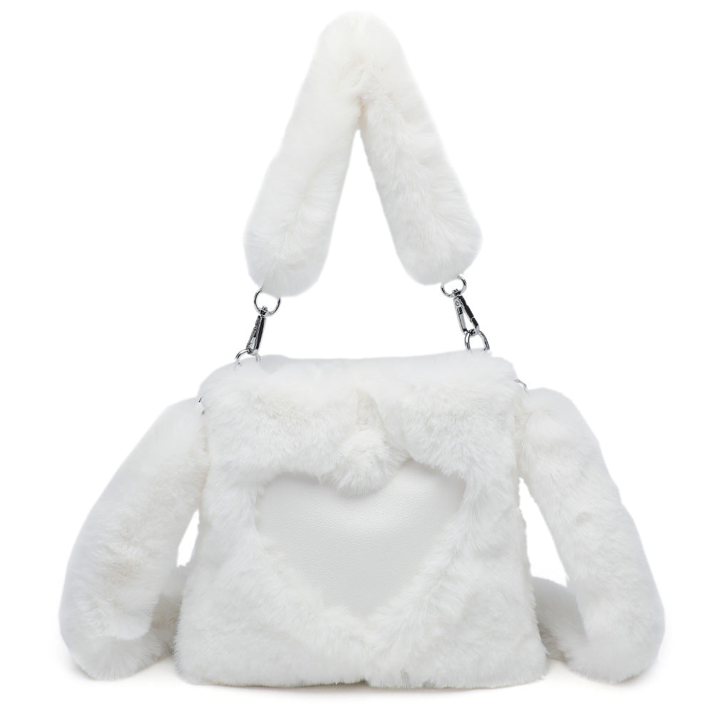 Fluffy heart shoulder bag
