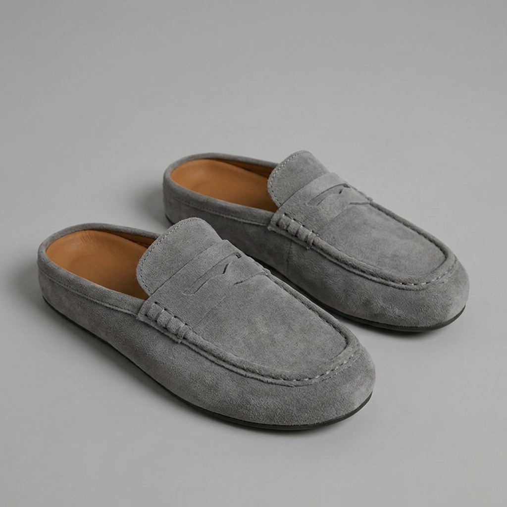 Women’s Suede Mule Loafers with Round Toe