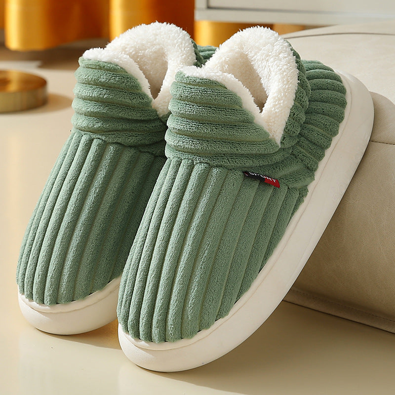 Striped Plush Home Slippers For Indoor And Garden Use