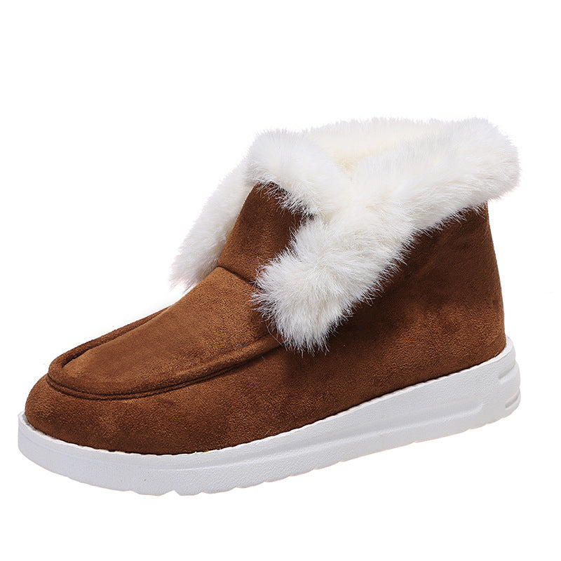 Women's Suede Snow Ankle Boots With Plush Lining, Low Heel