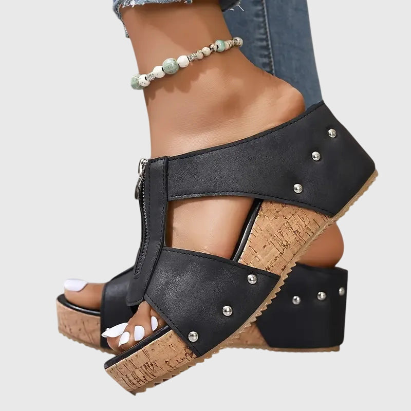 Women's Orthopaedic Sandals with Front Zip Closure for Summer