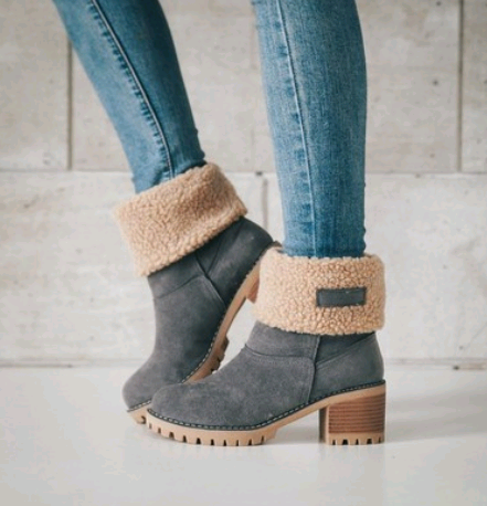 Mid-Tube Suede Snow Boots With Thick Heel And Flat Sole For Women