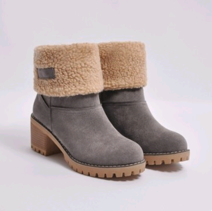 Mid-Tube Suede Snow Boots With Thick Heel And Flat Sole For Women