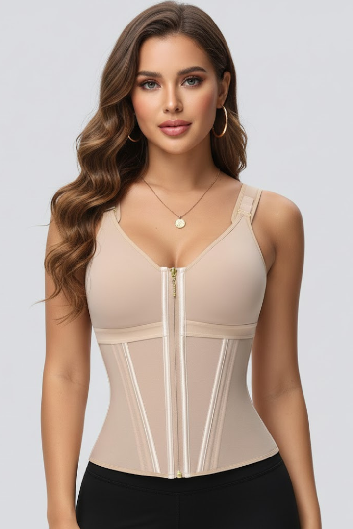 Women’s Zip-Front Corset with Adjustable Straps