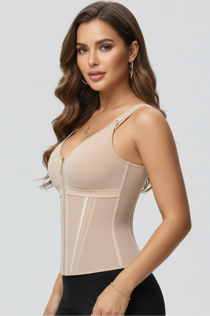 Women’s Zip-Front Corset with Adjustable Straps