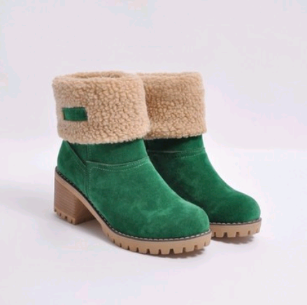 Mid-Tube Suede Snow Boots With Thick Heel And Flat Sole For Women