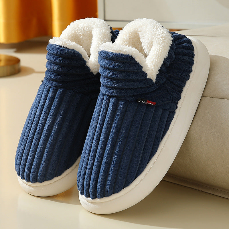 Striped Plush Home Slippers For Indoor And Garden Use