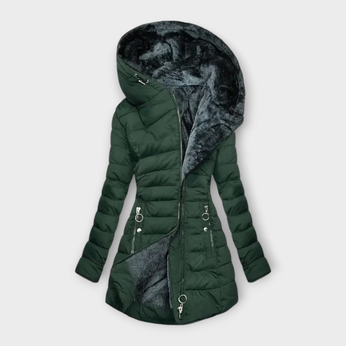 Women's Quilted Puffer Coat with Oversized Hood