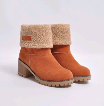 Mid-Tube Suede Snow Boots With Thick Heel And Flat Sole For Women