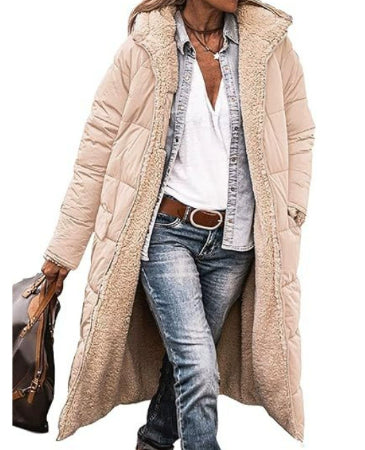 Women's Hooded Long Coat With Pockets, Double-Sided Wear