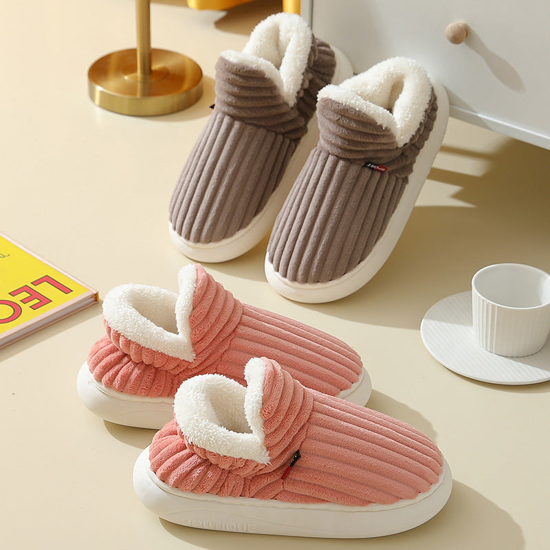 Striped Plush Home Slippers For Indoor And Garden Use