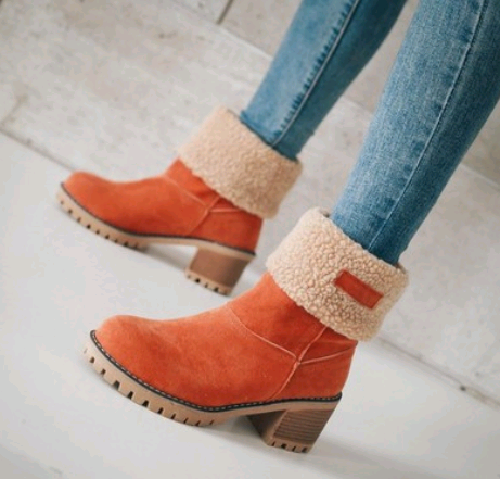 Mid-Tube Suede Snow Boots With Thick Heel And Flat Sole For Women