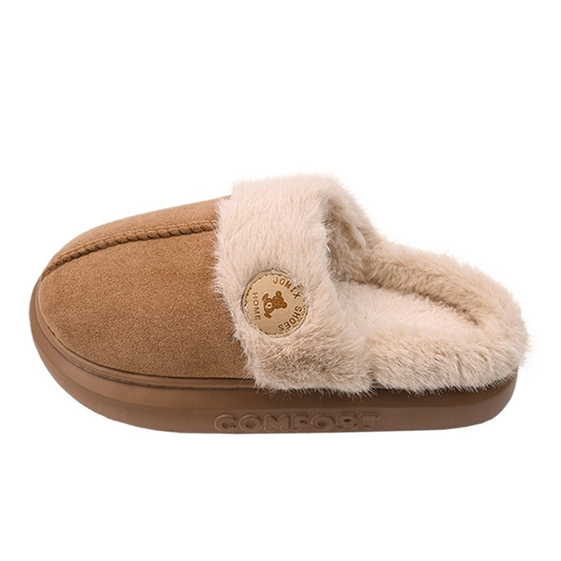Thick-Soled Plush Fleece Slippers For Women And Men, Warm