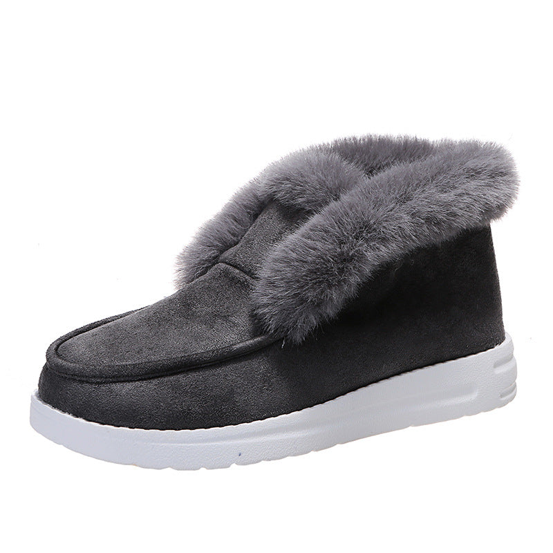 Women's Suede Snow Ankle Boots With Plush Lining, Low Heel