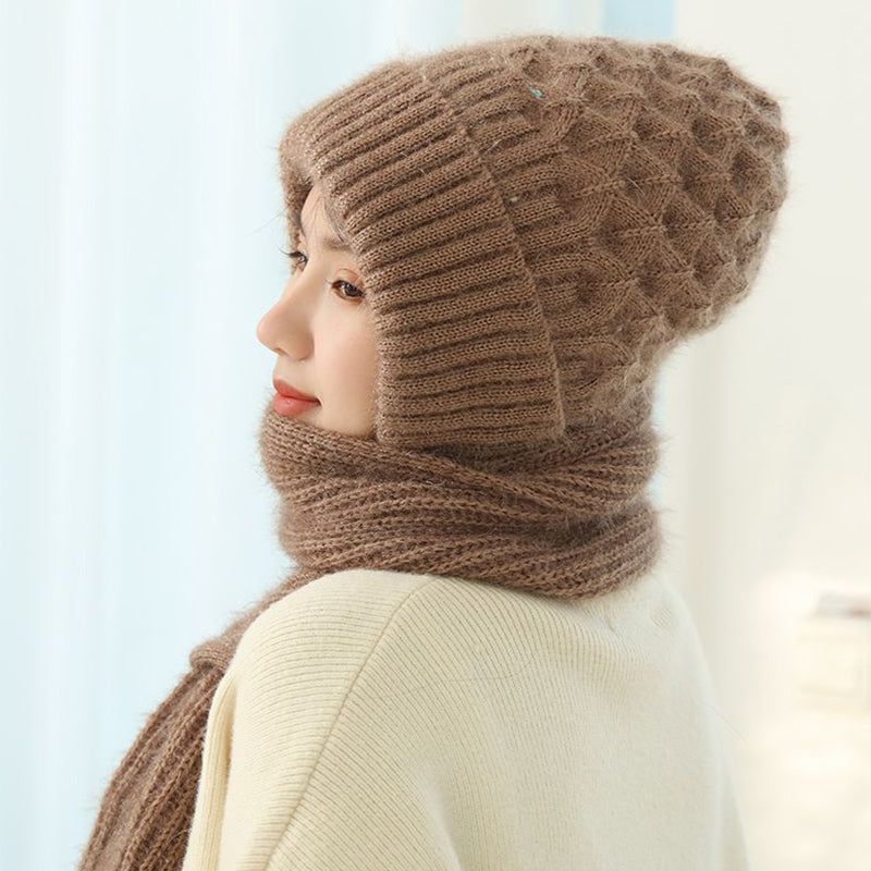 Women's Fleece-Lined Beanie And Scarf Set, Soft Knit