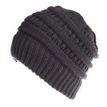 Women's Mixed-Colour Knitted Ponytail Beanie, Acrylic Wool