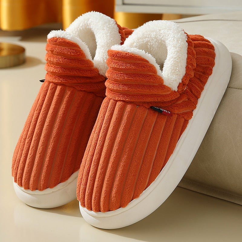 Striped Plush Home Slippers For Indoor And Garden Use