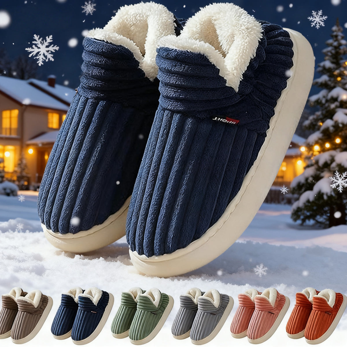 Striped Plush Home Slippers For Indoor And Garden Use
