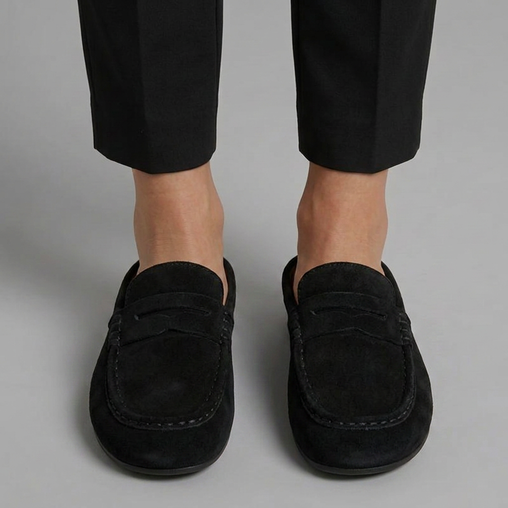 Women’s Suede Mule Loafers with Round Toe