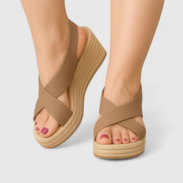 Women's Orthopaedic Wedge Sandals with Cross-Over Straps for Summer
