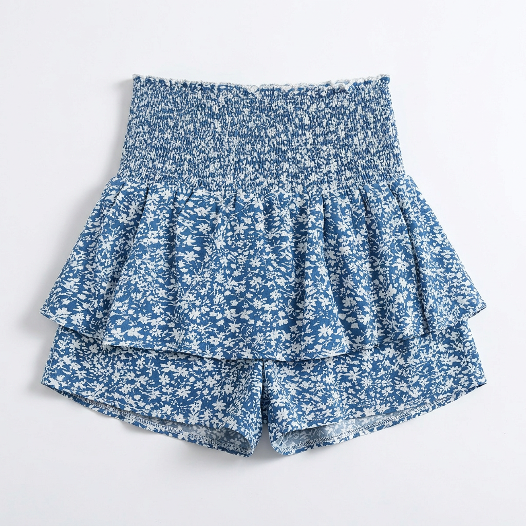 Women’s Floral Smocked Waist Ruffle Skort