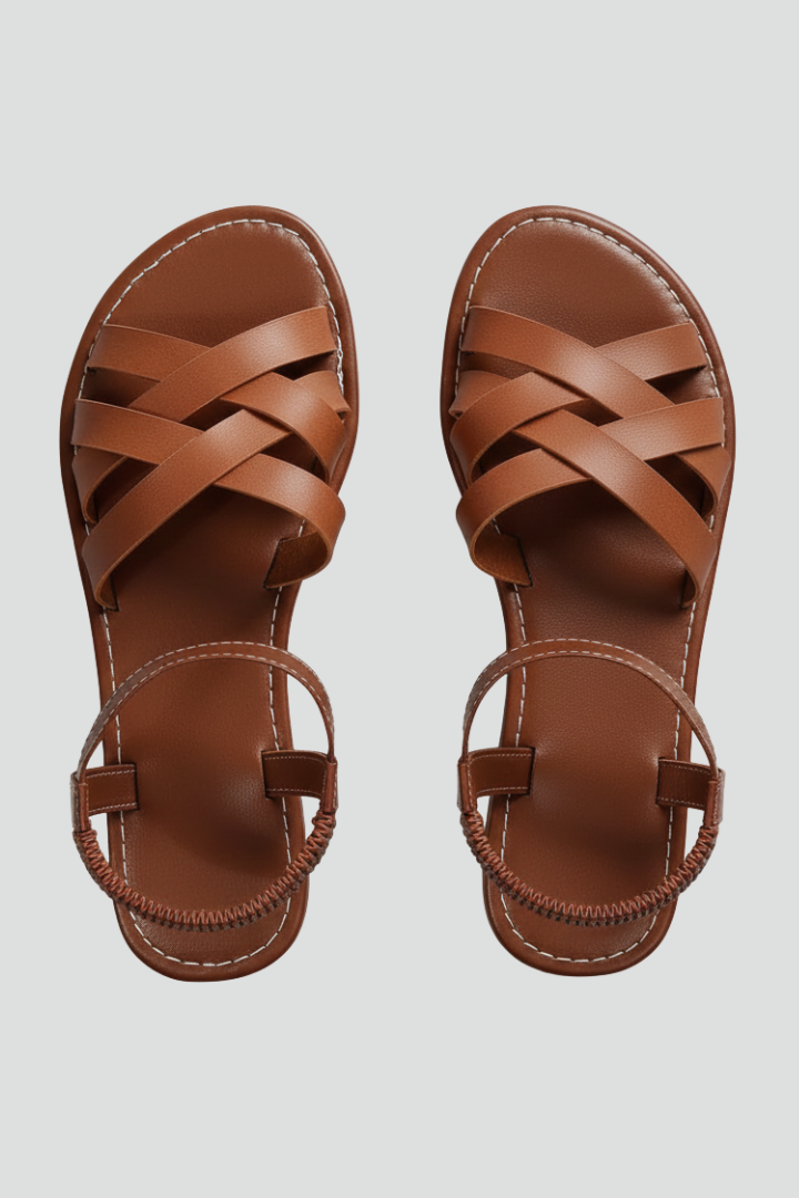Women’s Sandals with Crisscross Straps and Ankle Band