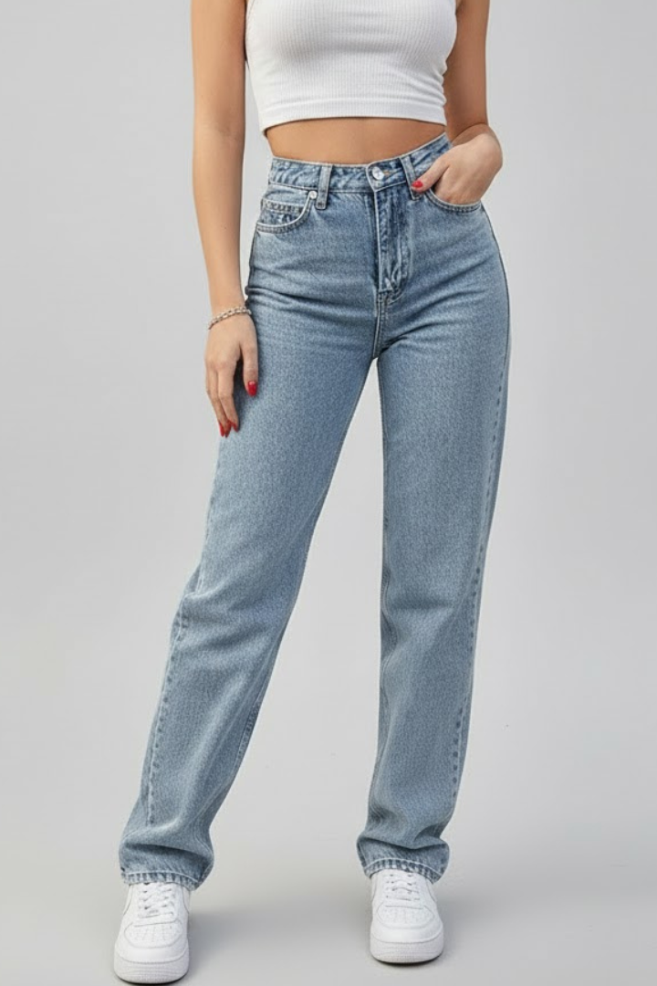 Women’s Jeans with High Waist and Butterfly Print