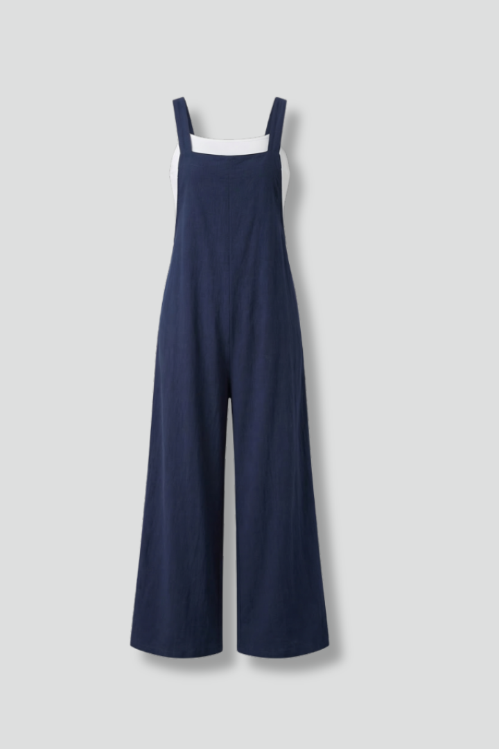 Women Jumpsuit with Adjustable Straps and Wide Legs