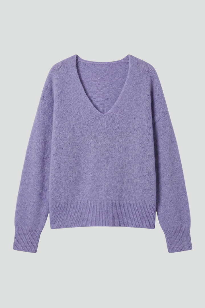 Women V-Neck Sweater with Dropped Shoulders for Fall