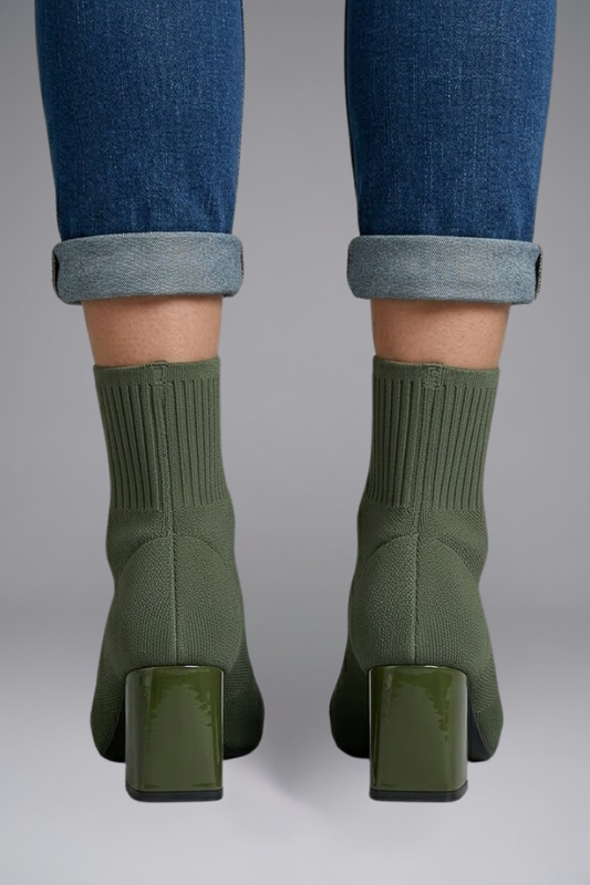 Women's Ankle Boots with Ribbed Stretch Collar for Fall