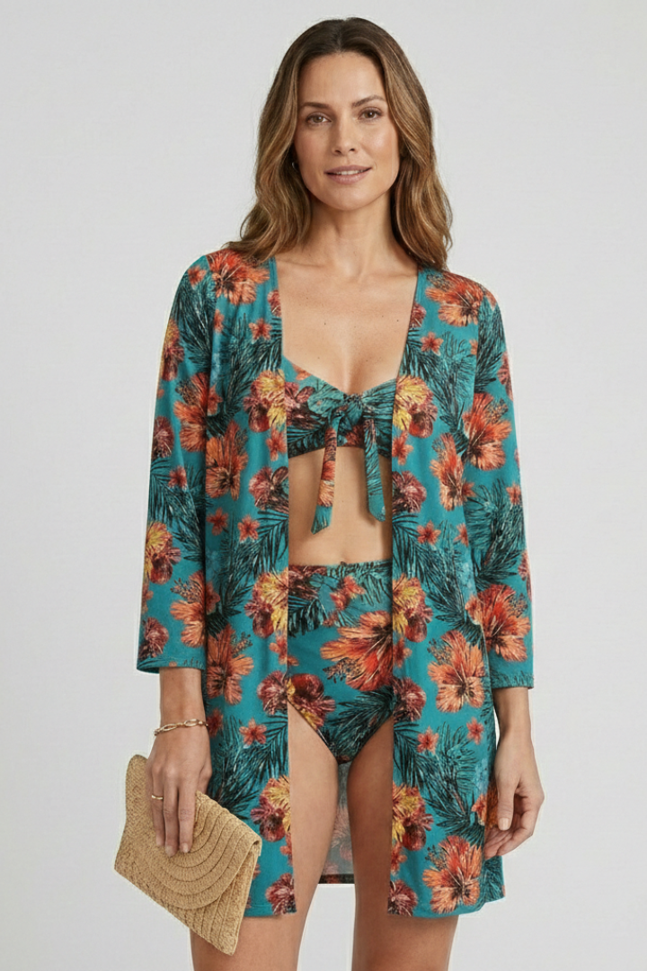 Women’s Bikini Set with Tie Top and Cover-Up