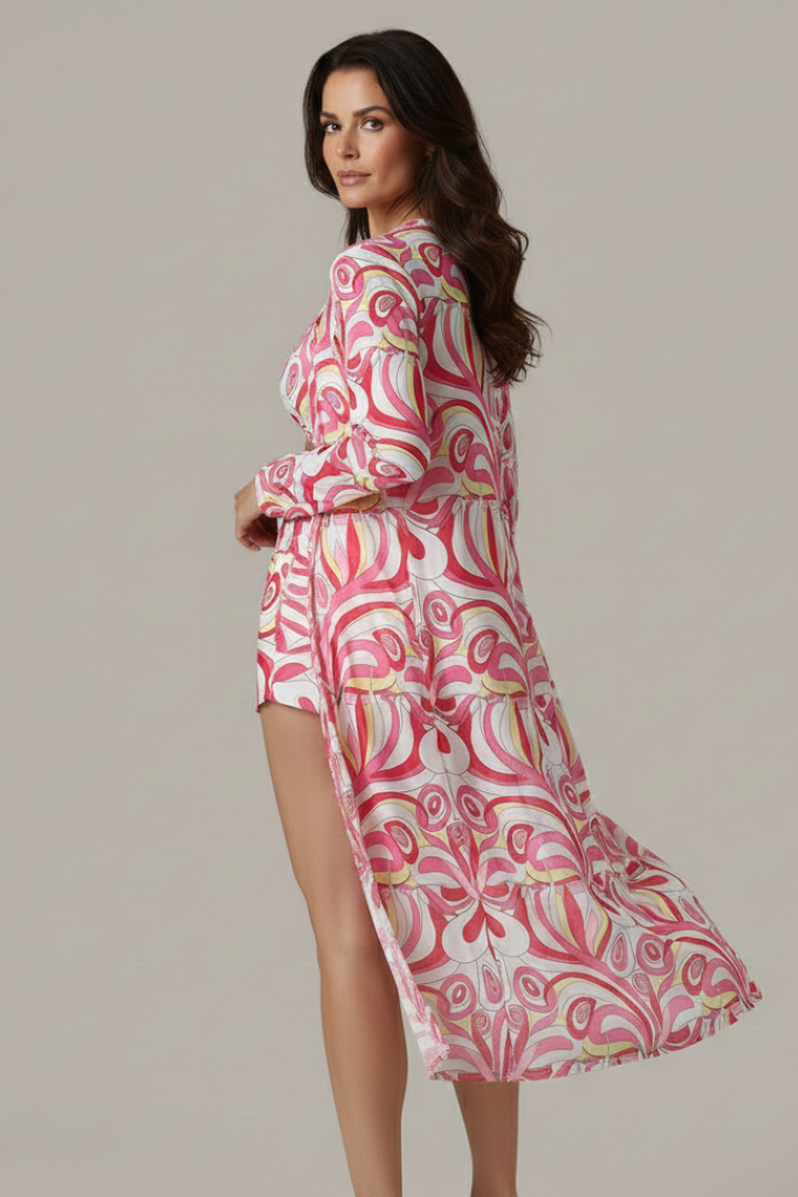 Women’s Bikini Set with Tie Top and Long Cover Up