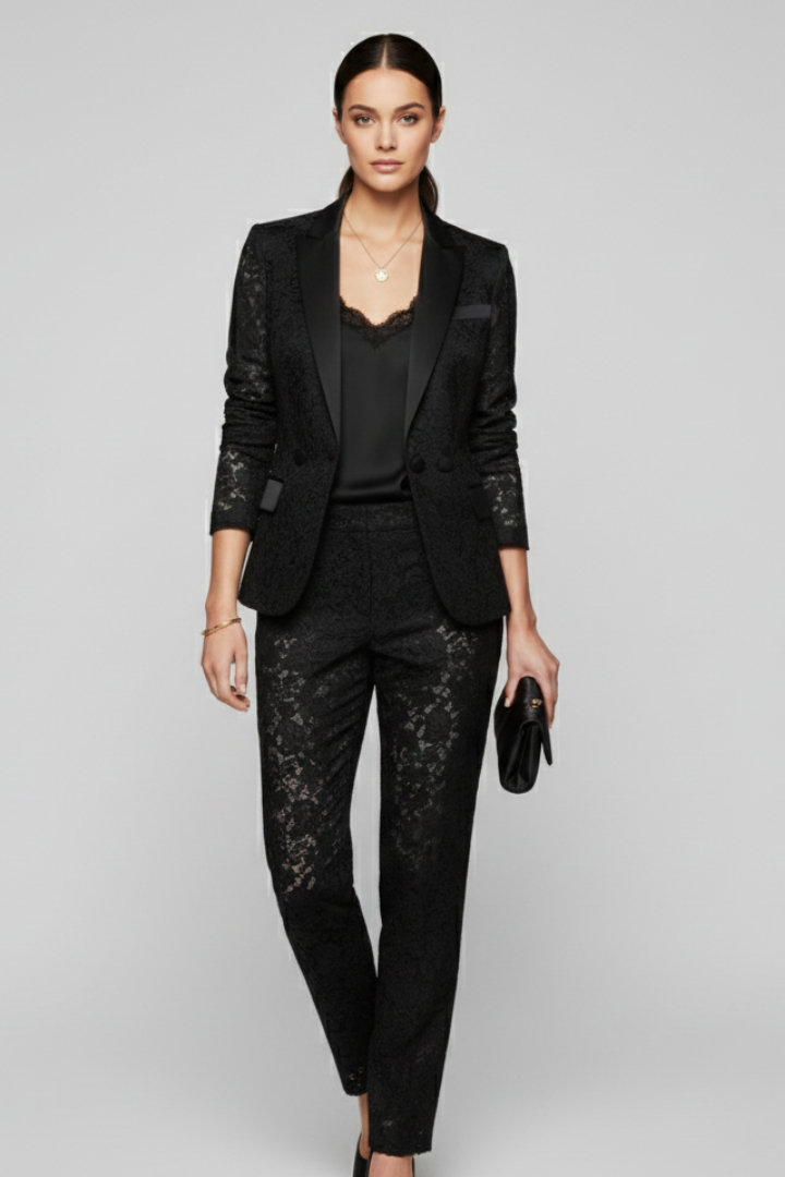 Women’s Blazer with Lace Surface and Shaped Silhouette