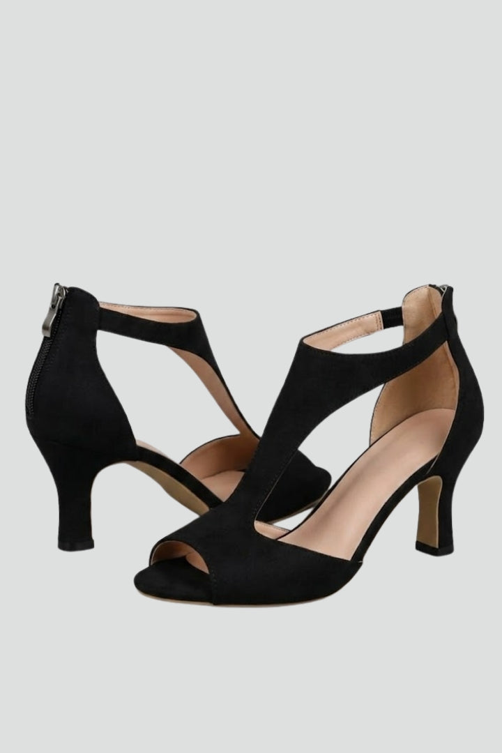 Women's Block Heel Sandals with Cutout Upper