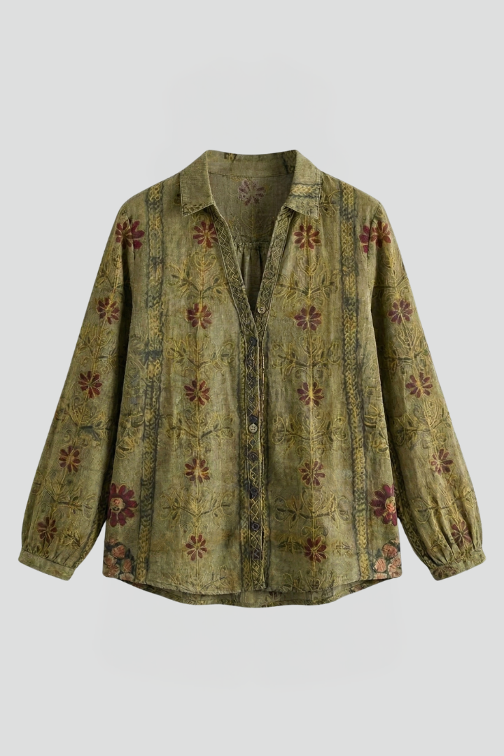 Women’s Blouse with Button Closure and Long Sleeves