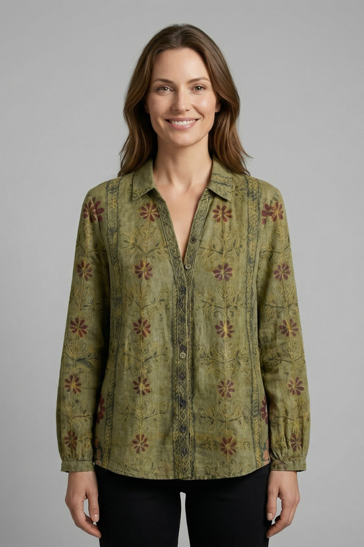 Women’s Blouse with Button Closure and Long Sleeves