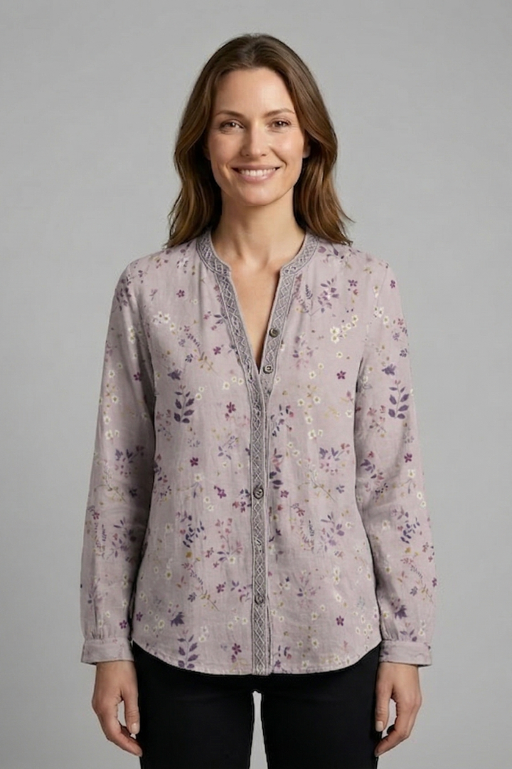 Women’s Blouse with Button Closure and Long Sleeves