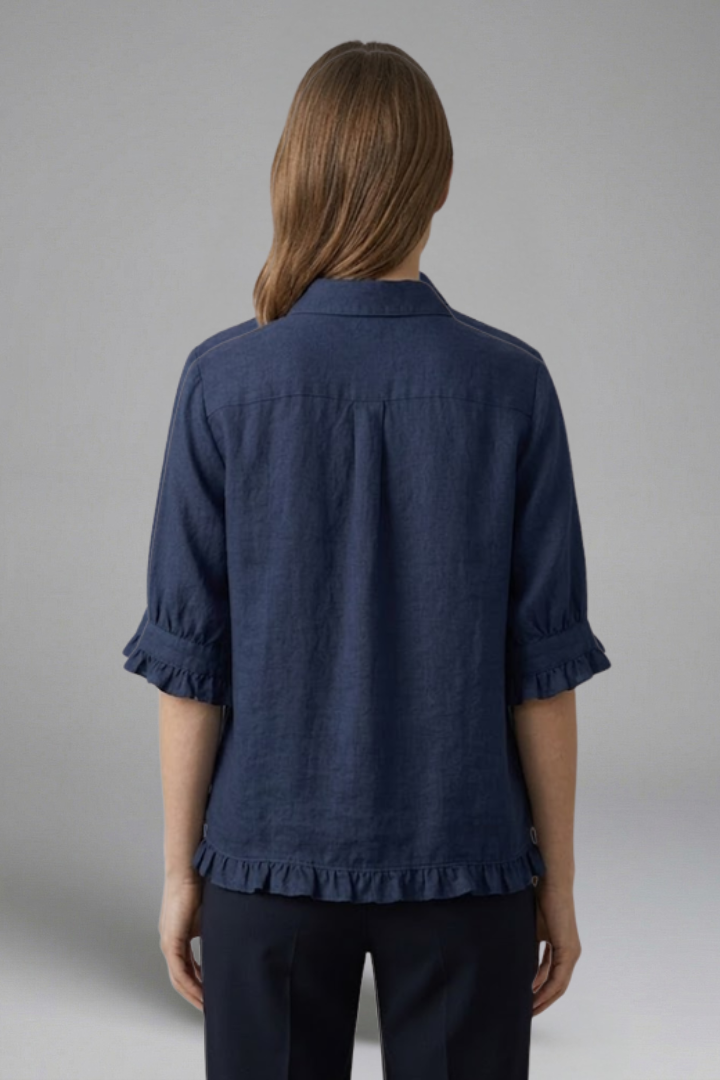Women’s Blouse with Button Closure and Short Sleeves
